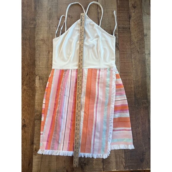 Hutch Anthropologie Kalyn Halter Dress Size 12 Faux Wrap Fringe - Picture 9 of 12